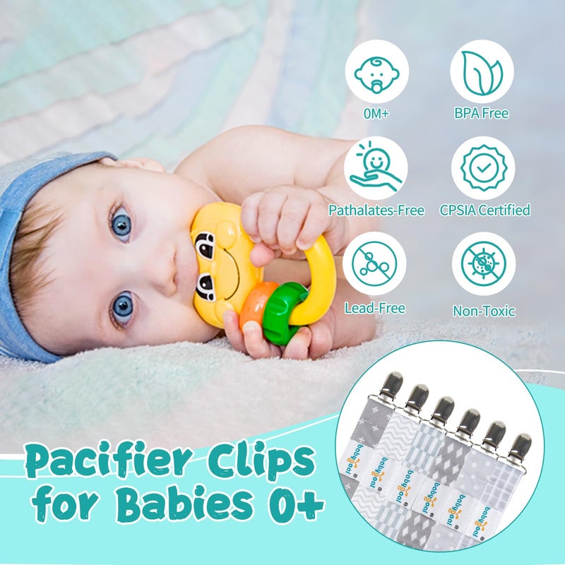 Babygoal Pacifier Clips, 6 Pack Pacifier Holder for Boys and Girls Fits for Most Pacifier Styles & Baby Toys and Baby Gift 6MP09 - Image 2