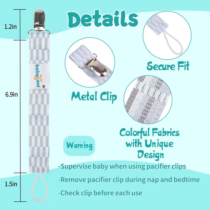 Babygoal Pacifier Clips, 6 Pack Pacifier Holder for Boys and Girls Fits for Most Pacifier Styles & Baby Toys and Baby Gift 6MP09 - Image 3