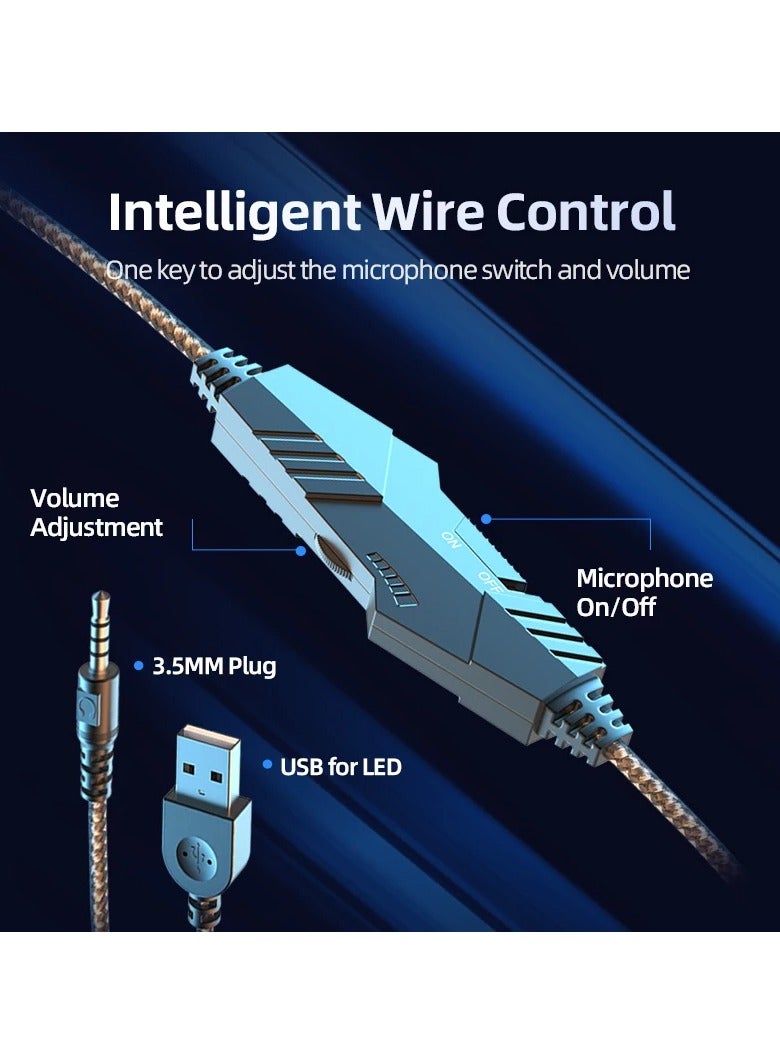 AROAQ Gaming Headphones with LED Light Wired Design 3.5mm Plug Surround Sound and HD Microphone for PC and Laptop - Image 4
