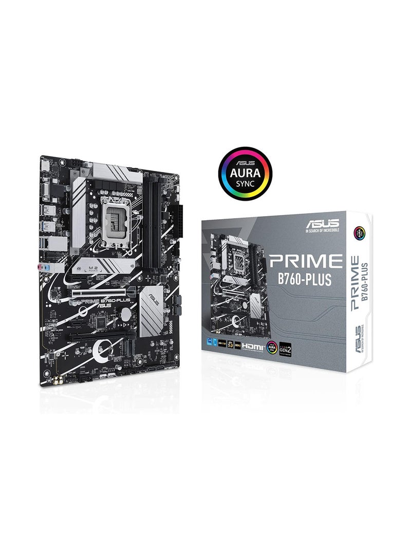 ASUS Prime B760-PLUS ATX Motherboard, Intel LGA 1700 Socket, Intel B760 Chipset, PCIe 5.0, Triple PCIe 4.0 M.2 Slots, DDR5 7200+ Support (Max 192GB), Realtek 2.5Gb Ethernet, USB 3.2 Gen 2x2 Type-C, Thunderbolt USB4 Header, DisplayPort, HDMI™, VGA, Aura Sync RGB Lighting, Intel Turbo Boost Technology, Q-Design, AI Suite 3 | 90MB1EF0-M0EAY0 - Image 1