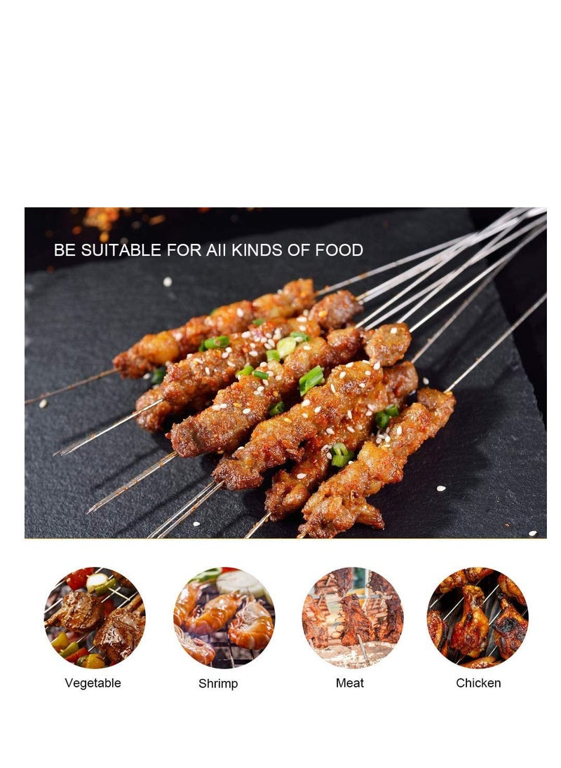 GO2CAMPS 12-Pieces Bbq Skewers Wid Flat With Wooden Handle Stainless Steel  For Making Kabab,Koubideh,Persian,Brazilian Kabob  - Image 3