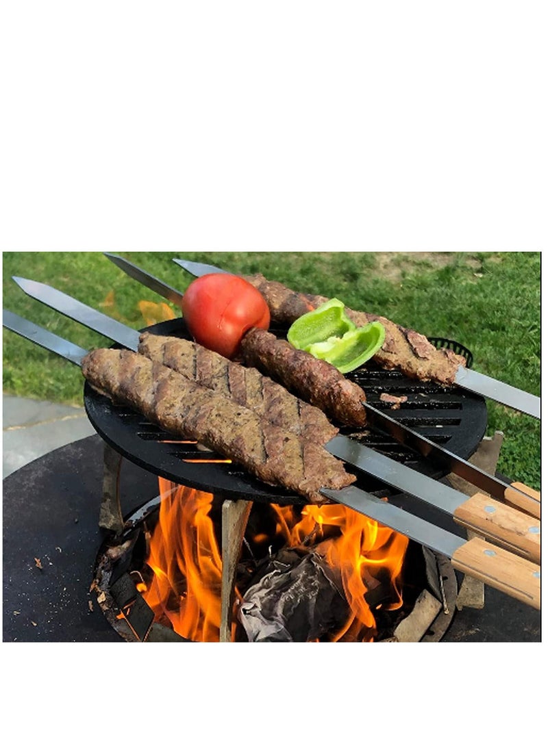 GO2CAMPS 12-Pieces Bbq Skewers Wid Flat With Wooden Handle Stainless Steel  For Making Kabab,Koubideh,Persian,Brazilian Kabob  - Image 4