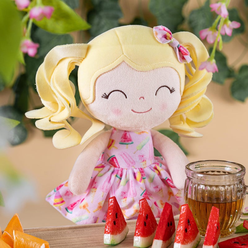 Gloveleya Doll Baby Dolls Soft Rag Doll Baby Girl Gifts Curly Spring Girl - Yellow Hair Ice Cream 12inches - Image 2