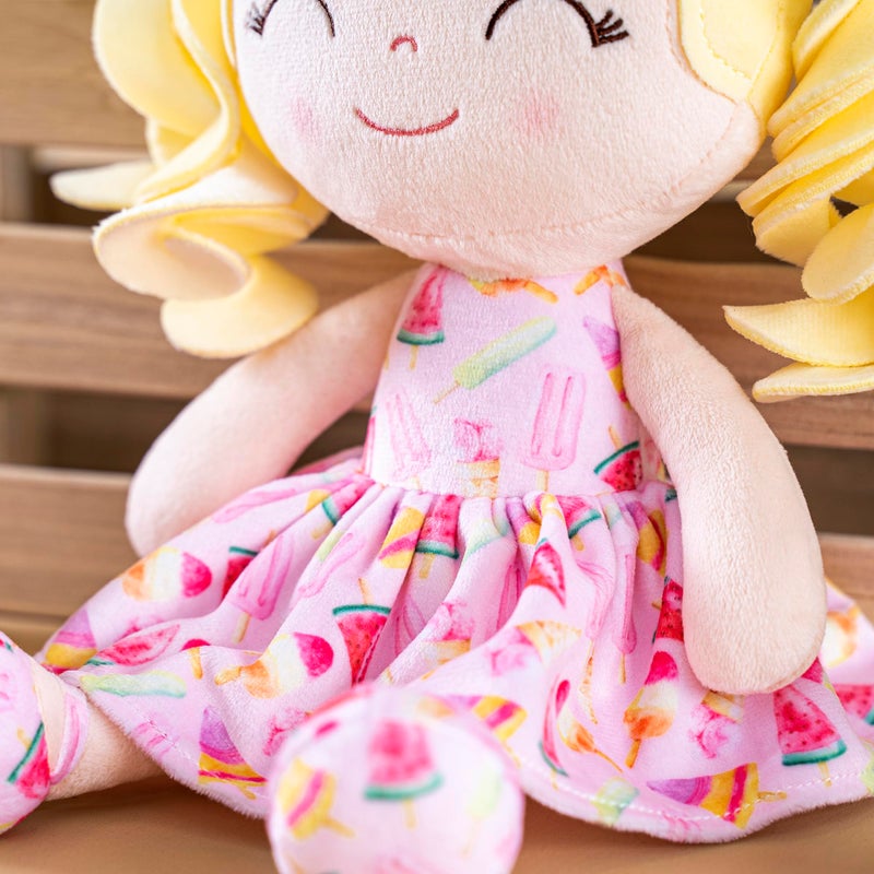 Gloveleya Doll Baby Dolls Soft Rag Doll Baby Girl Gifts Curly Spring Girl - Yellow Hair Ice Cream 12inches - Image 5