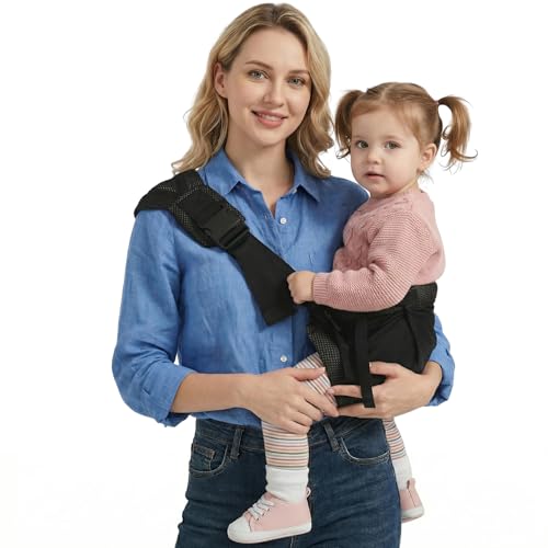 Shiaon Baby Sling Carrier Newborn to Toddler, Adjustable Toddler Carrier Sling Baby Carrier Toddlers Sling Carriers Hip Carriers for 7-40lbs, Black Mesh - Image 1