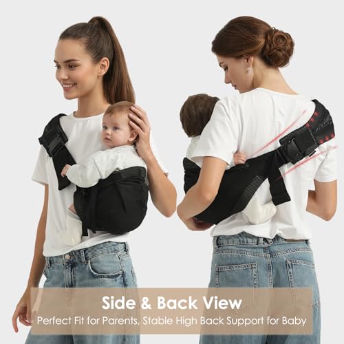 Shiaon Baby Sling Carrier Newborn to Toddler, Adjustable Toddler Carrier Sling Baby Carrier Toddlers Sling Carriers Hip Carriers for 7-40lbs, Black Mesh - Image 5