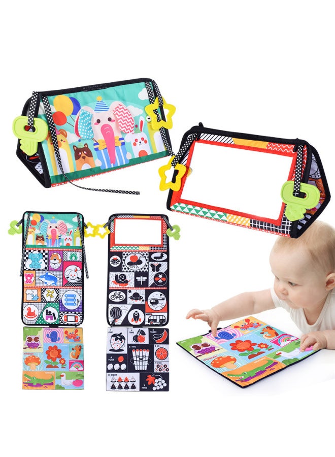 Ha Ha Mirror Cloth Book Car Pendant Folding Head Up Training Baby Cognitive Color Baby Bed Circumference Early Education Cloth Book-Color:Giraffe Ha Ha Mirror +3 Pages 6 Cloth Books (bags)  - Image 2