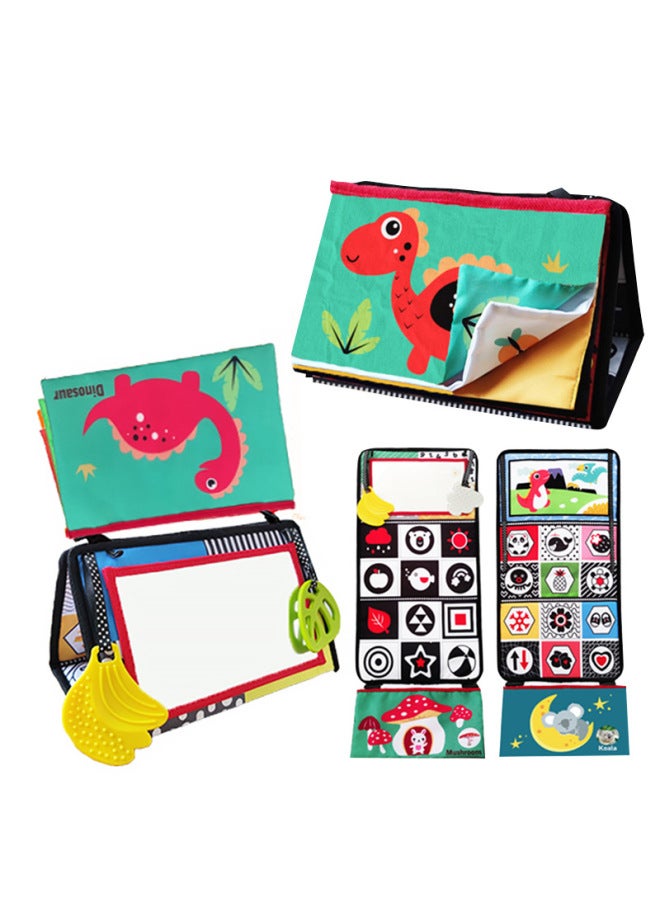 Ha Ha Mirror Cloth Book Car Pendant Folding Head Up Training Baby Cognitive Color Baby Bed Circumference Early Education Cloth Book-Color:Giraffe Ha Ha Mirror +3 Pages 6 Cloth Books (bags)  - Image 3