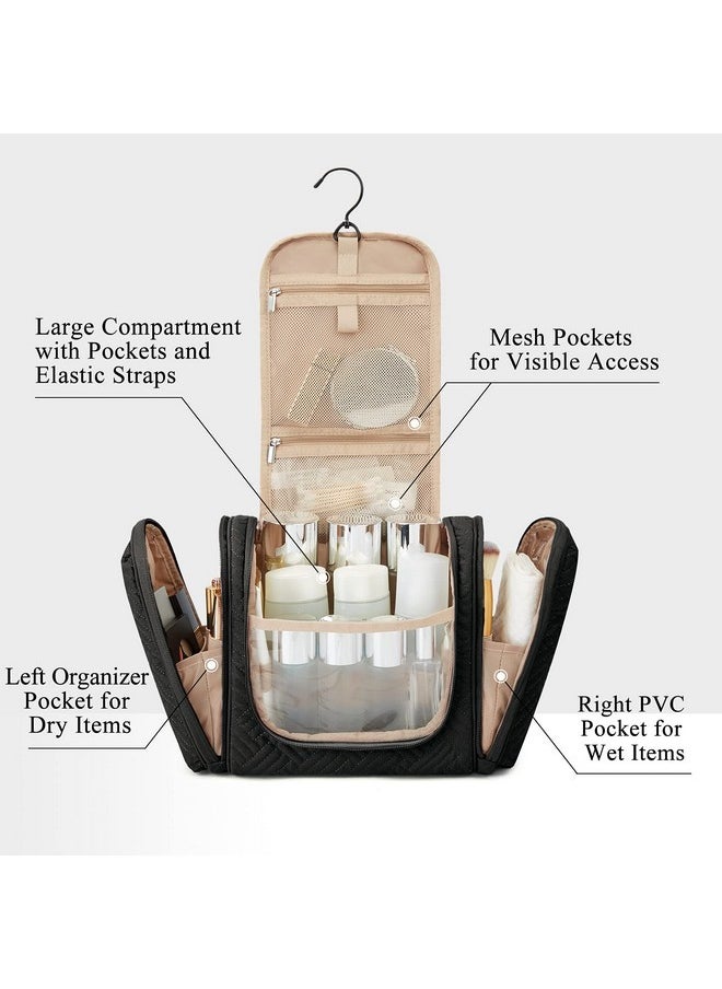 BAGSMART Large Toiletry Bag For Men, Travel Cosmetic Makeup Bag With Hanging Hook, Water-Resistant Dopp Kit Shaving Bag For Full Sized Container, Toiletries, Shampoo, Black-Large  - Image 2