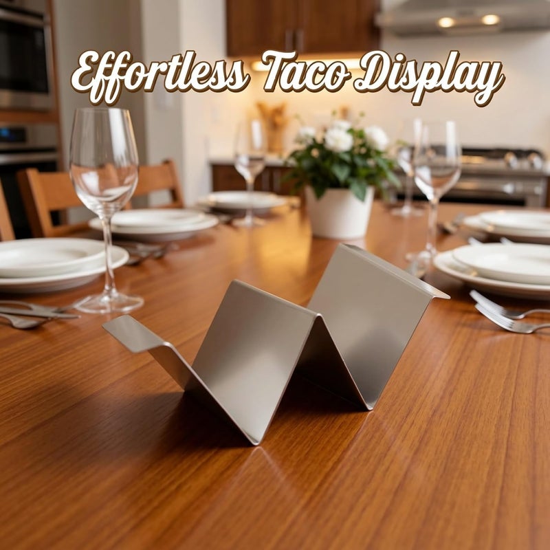 Stainless Steel Taco Stand 6 Pcs Set, 2-Compartment, 5.4 X 3.9 X 1.8 in, 0.5Mm Thick, with Handles, Corn Shell Holders for Serving, Grilling, Party - Image 5