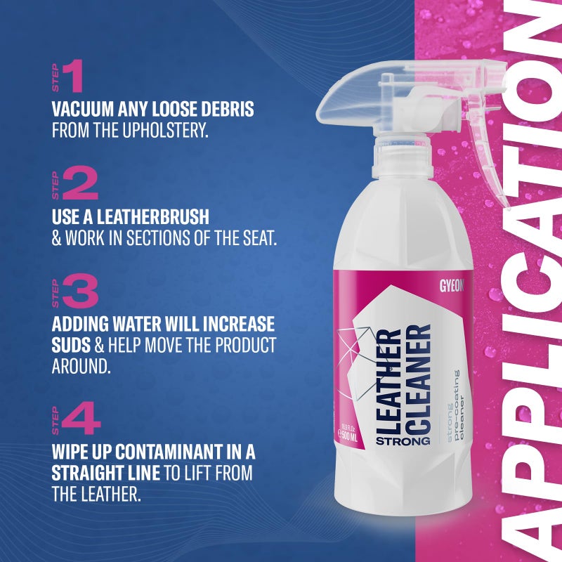 GYEON LeatherCleaner Strong Deep Cleaning Preâ€‘Coating Leather Cleaner for Cars Removes Oil Dirt Discoloration Interior Safe Matte Finish Surface Prep for Coating Strong Automotive Leather Treatment - Image 4