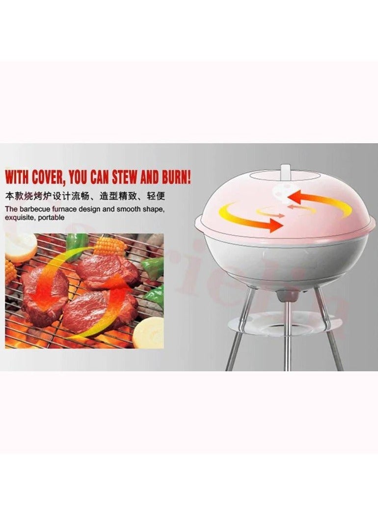 مجموعة حامل شواء محمول مقاس 14 بوصة مع غطاء خفيف الوزن وسهل التجميع، شواية شواء داخلية وخارجية مع صينية فحم وغطاء، مثالية للتخييم والشواء الخلفي - Image 3