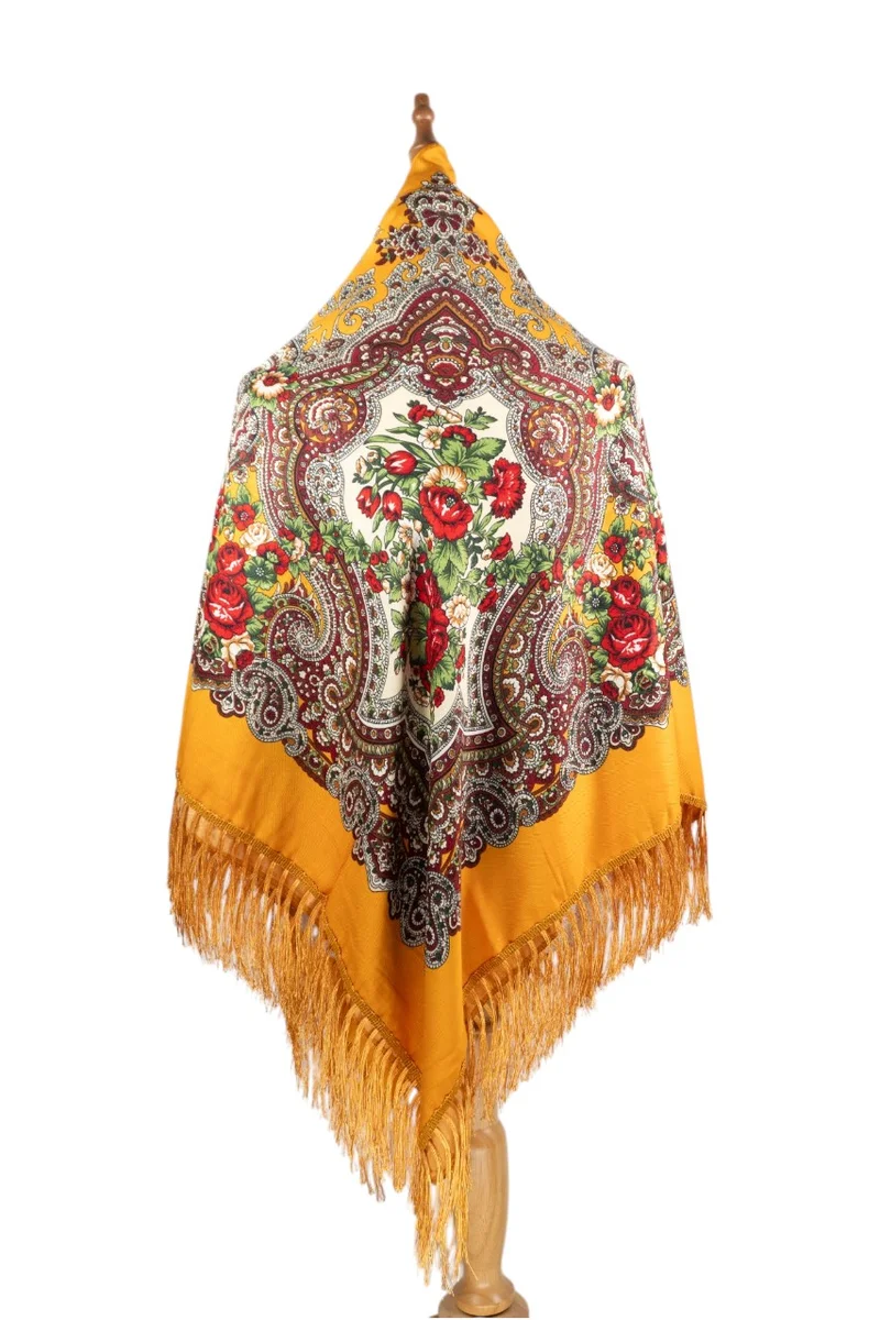 D'Daniela Mila Women's Eastern European Cotton Tassel Shawl