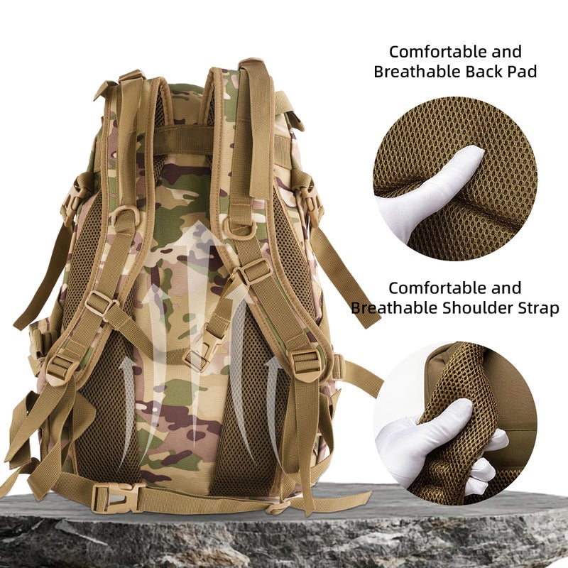 aiGear Tactical Backpack for Men, 25L Military Backpack, 3-Day Bug Out Bag for Camping Hiking Hunting with Molle System Army Daypack (25L Camo) - Image 4