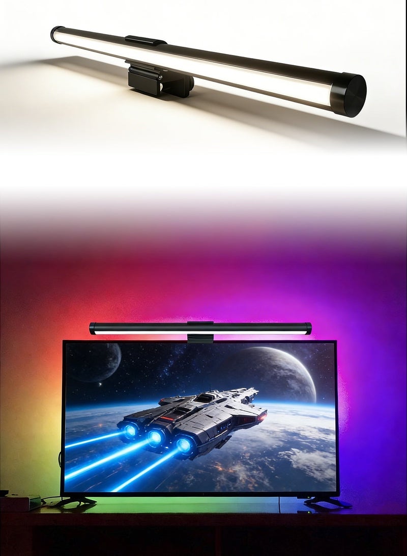 FDTY 17.4in Computer Light Bar with RGB Backlight -  Stepless Dimming, Eye Care, Multiple Color Modes, Anti-Glare Desk Lamp for Home and Office（2700K to 6100K） - Image 1