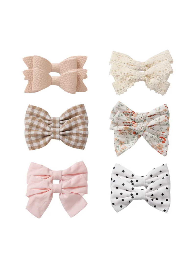 D'Daniela Rana Ribbon Bow Clip Set For Babies and Girls -  Grey & Multicolor