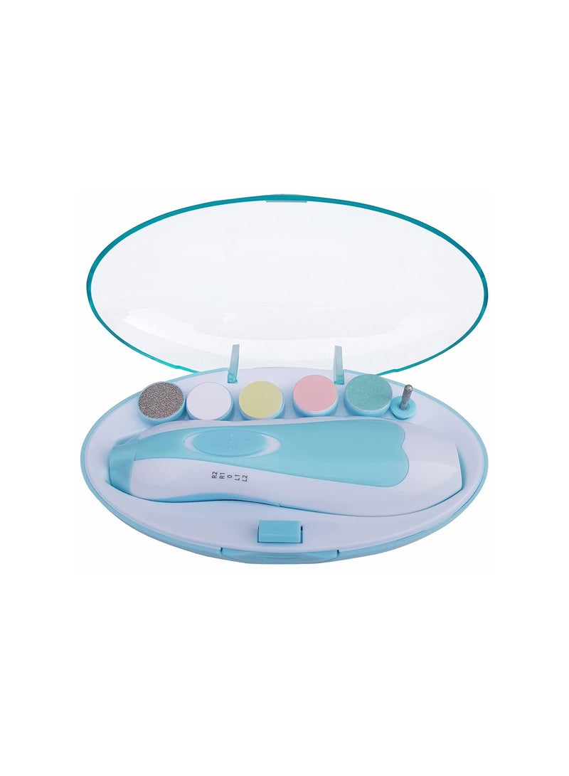 بلومنغ تايم مجموعة أدوات تشذيب أظافر الأطفال الكهربائية 6 في 1 للعناية بأظافر الأطفال حديثي الولادة أو الرضع أو البالغين - Image 1