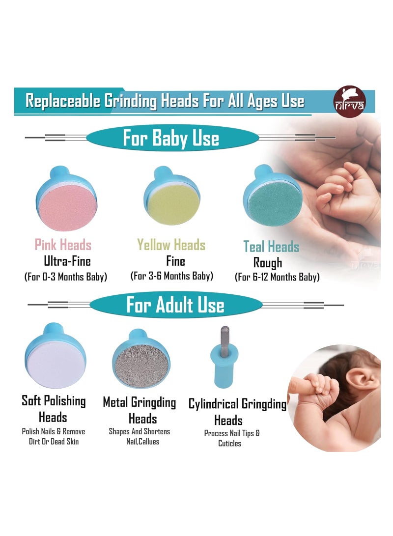 بلومنغ تايم مجموعة أدوات تشذيب أظافر الأطفال الكهربائية 6 في 1 للعناية بأظافر الأطفال حديثي الولادة أو الرضع أو البالغين - Image 3