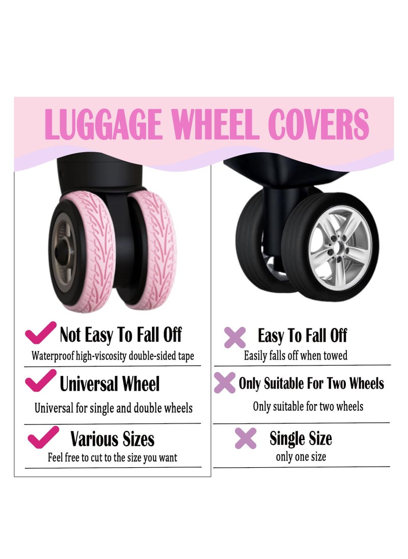 Generic 8 Pcs Silent Wheel Covers for Luggage, Shock Absorbing Caster Protection, Durable Suitcase Wheel Protector Covers in Pink  - Image 3