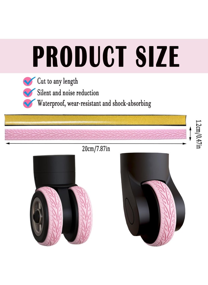 Generic 8 Pcs Silent Wheel Covers for Luggage, Shock Absorbing Caster Protection, Durable Suitcase Wheel Protector Covers in Pink  - Image 4