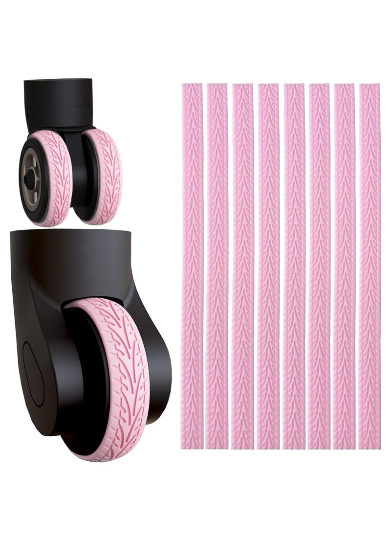 Generic 8 Pcs Silent Wheel Covers for Luggage, Shock Absorbing Caster Protection, Durable Suitcase Wheel Protector Covers in Pink  - Image 1