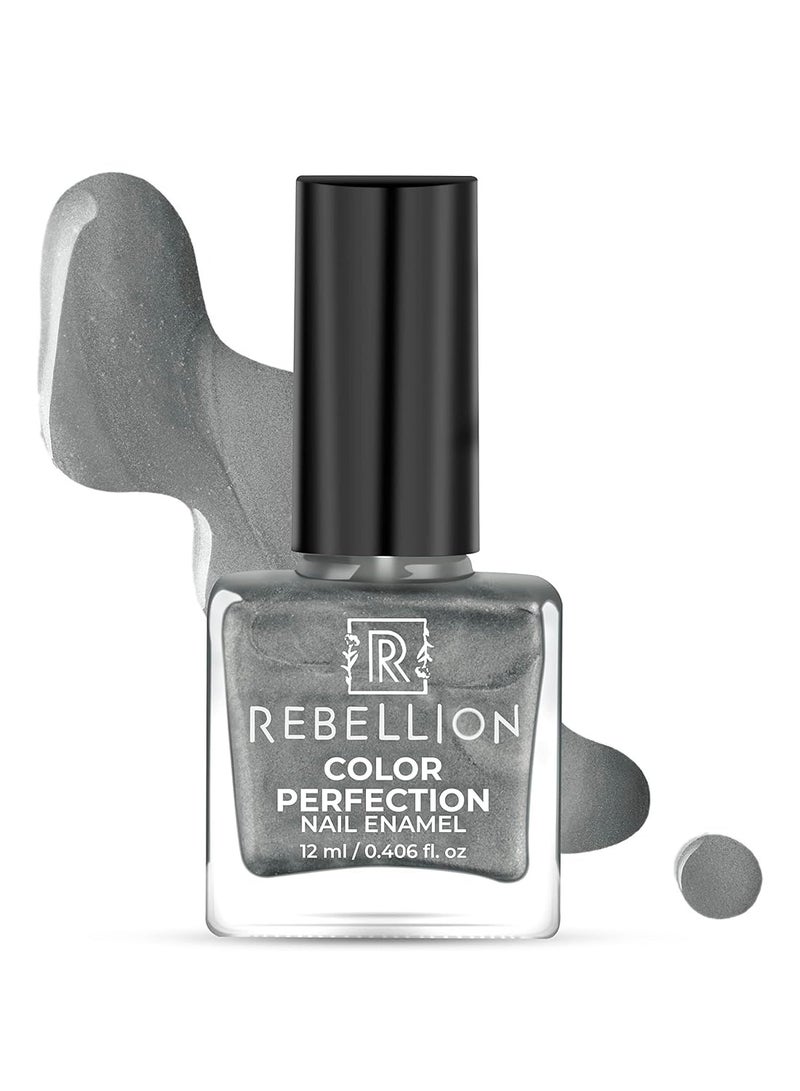Rebellion Color Perfection Nail Enamel 12ml Metallic Grey Devoted Diva RM02 - Image 1