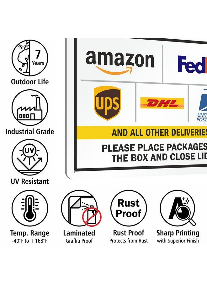SmartSign 10 X 14 Inch “Please Leave Packages In The Box And Close Lid” Metal Sign With Delivery Logos 40 Mil Laminated Rustproof Aluminum Multicolor Made In Usa - Image 4