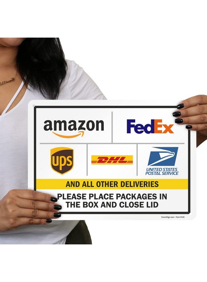 SmartSign 10 X 14 Inch “Please Leave Packages In The Box And Close Lid” Metal Sign With Delivery Logos 40 Mil Laminated Rustproof Aluminum Multicolor Made In Usa - Image 2