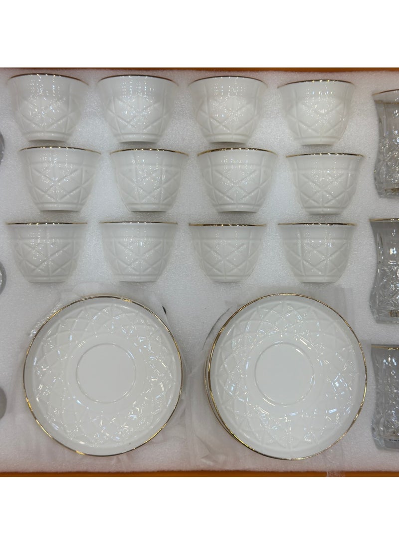 القناص طقم كاسات شاي كرستال +فناجين قهوه بورسلان ذات جودة عاليه علئ خط ذهبي - Image 4