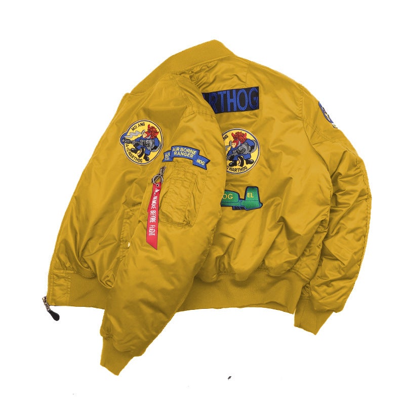 Generic 2024 Spring and Autumn Bomber Jacket Maipin Racing Suit MA1 Alpha Jacket American Baseball Suit Men Yellow (thickened) 