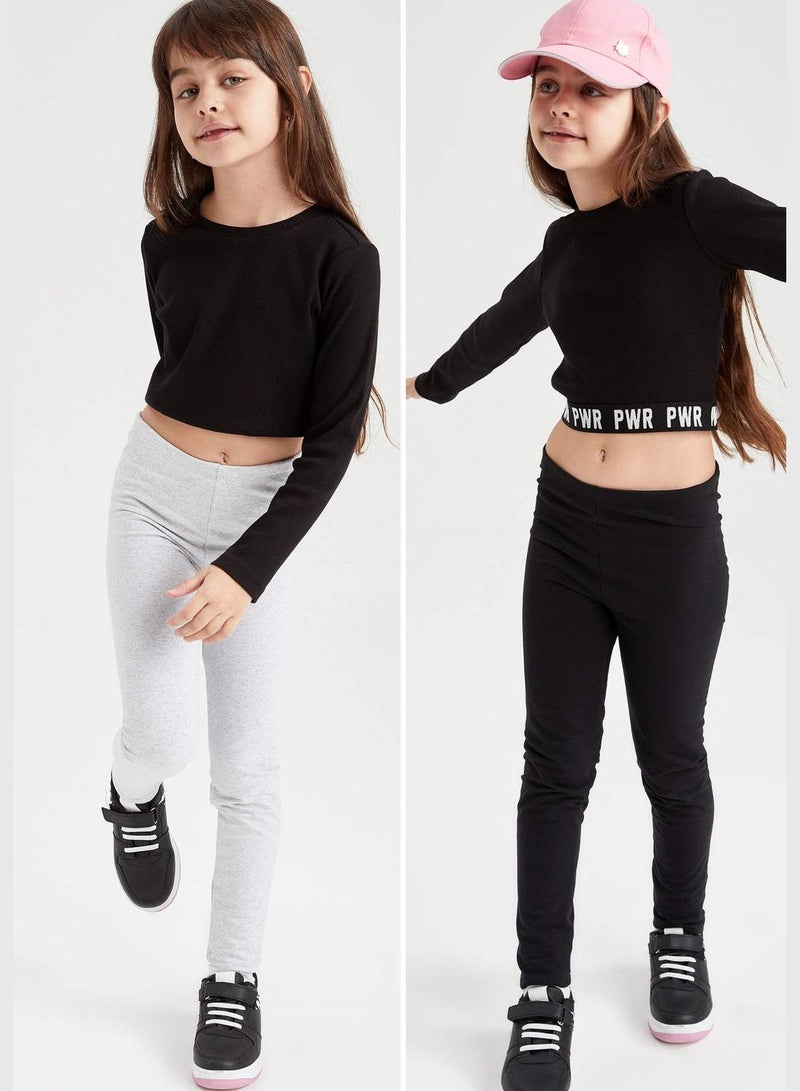 DeFacto 2 Pack Girl Knitted Leggings - Image 1