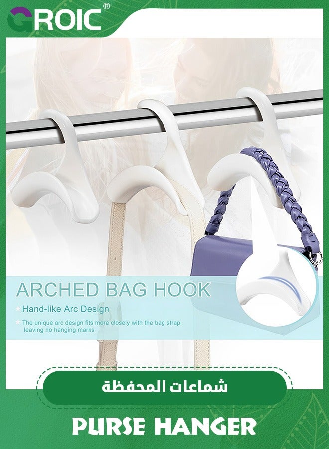 GROIC Purse Hanger Hook Bag Rack Holder 6 Pack, Multi-Function Handbag Hanger Organizer Storage, Cloakroom Display Racks for Purses Crossovers Backpacks Tote Bag Satchel Scarf Belt Tie (White)  - Image 2