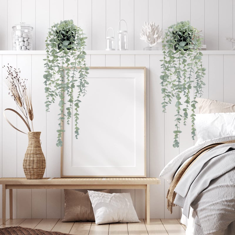 COCOBOO 2 Pcs Artificial Eucalyptus Plants Shelf Hanging Fake Plant in Pot for Wall Bedroom Home Patio Indoor Outdoor Decor - Image 5
