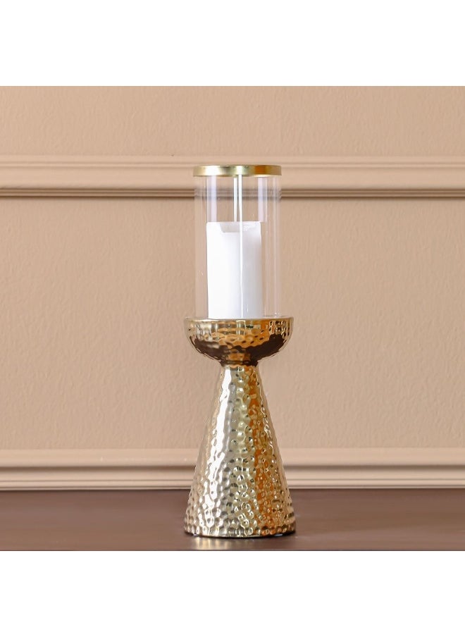 DANUBE HOME Danube Home Inaaya Conicle Ceramic Candle Holder - 10.5X10.5X29Cm Elegant Home Decor Accessory Titanium Gold With White Finish Unique Stoneware/Glass Design Candle Stand For Warm Ambience  - Image 4