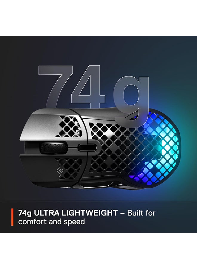 SteelSeries Aerox 5 Wireless Mouse, 40G Acceleration, 18000 in 100 CPI Increments, Ultra Lightweight, 3 RGB Zones, IP54 Switches with Over 80M Click, Bluetooth 5.0, 180H Battery Life, Black | 62406 - Image 4
