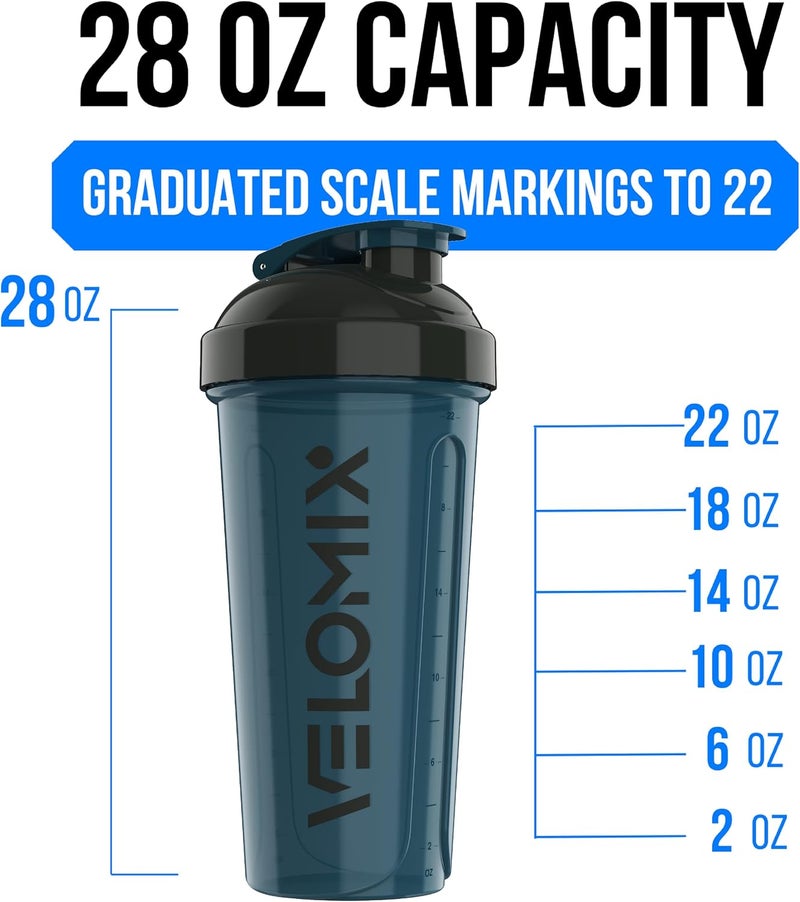 VELOMIX -3 PACK- 28 oz Protein Shaker Bottle for Protein Mixes - 3x Wire Whisk | Leak Proof Shaker Cups for Protein Shakes | Stackable Protein Shaker Bottle Pack | Dishwasher Safe (ColorBurst Set) - Image 4