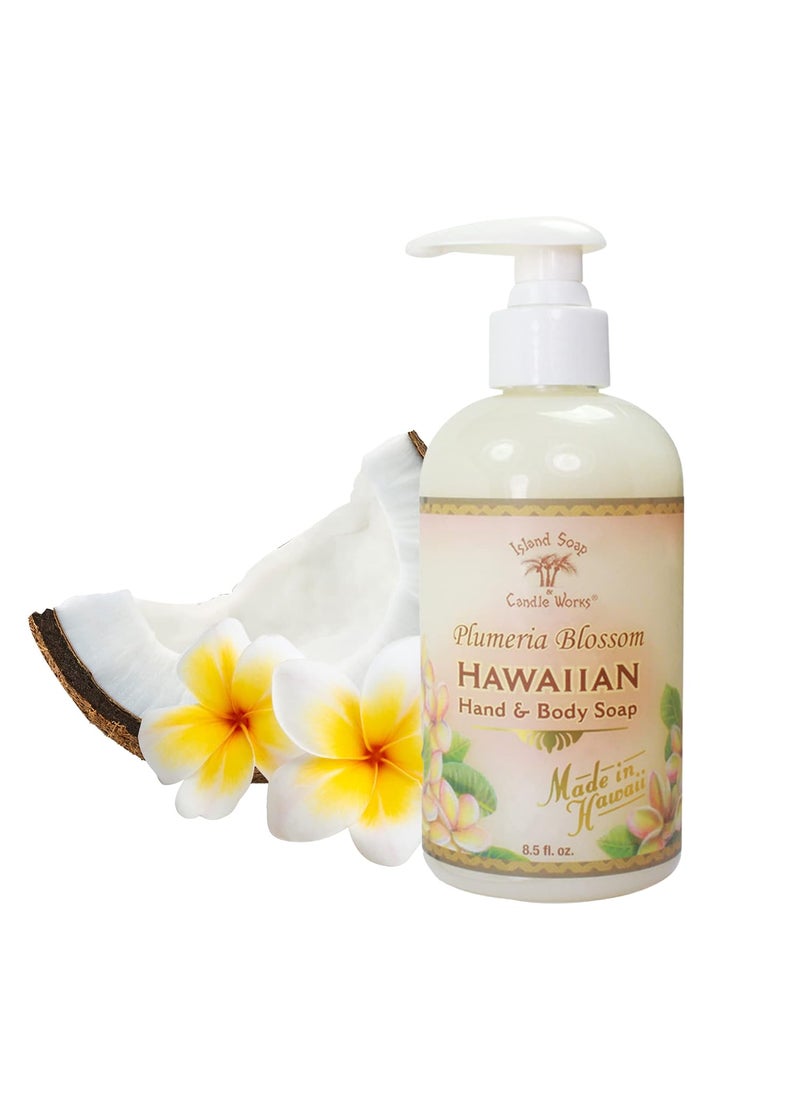 Island Soap & Candle Works - Island Soap  Candle Works Botanical Liquid Hand Soap  Vegan Hand Soap for Men and Women  Luxury Skincare for Bathroom  Hawaiian Gifts for Sensitive Skin  Plumeria  85 Ounce Bottle - Image 1