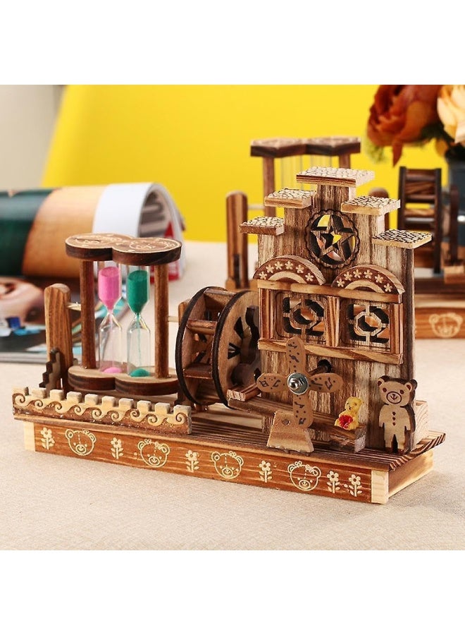 Handcrafted Wooden Windmill Musical Box – Vintage Wind-Up Music Box Decorative Showpiece & Gift for Home Décor - Image 4