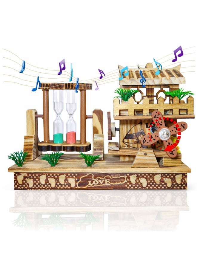 Handcrafted Wooden Windmill Musical Box – Vintage Wind-Up Music Box Decorative Showpiece & Gift for Home Décor - Image 1