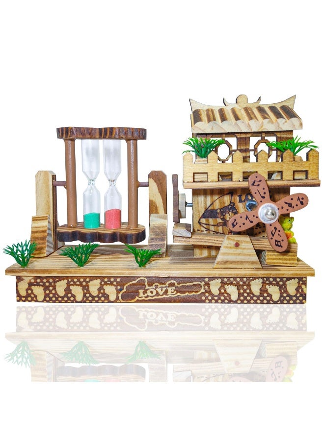 Handcrafted Wooden Windmill Musical Box – Vintage Wind-Up Music Box Decorative Showpiece & Gift for Home Décor - Image 2