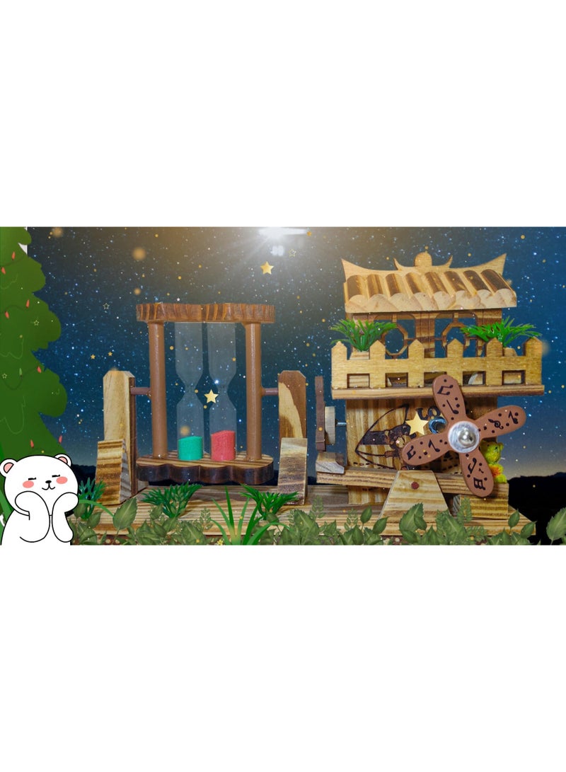 Handcrafted Wooden Windmill Musical Box – Vintage Wind-Up Music Box Decorative Showpiece & Gift for Home Décor - Image 3