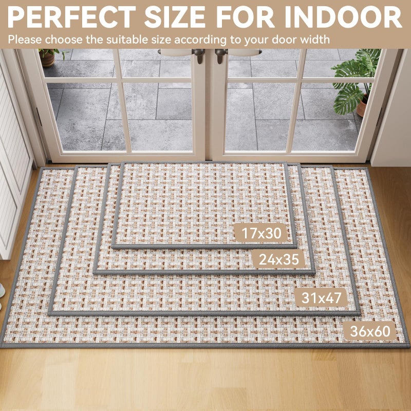 YDKGL Door Mat 17"x30",Door Mat Indoor Entrance Dirt Resistant and Absorbent Non-Slip Rubber Backing Front Door Mats Washable Low-Profile Indoor Mats for Entryway, Inside Entrance Easy Clean Gray - Image 2