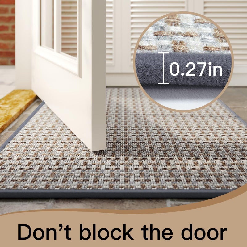 YDKGL Door Mat 17"x30",Door Mat Indoor Entrance Dirt Resistant and Absorbent Non-Slip Rubber Backing Front Door Mats Washable Low-Profile Indoor Mats for Entryway, Inside Entrance Easy Clean Gray - Image 4