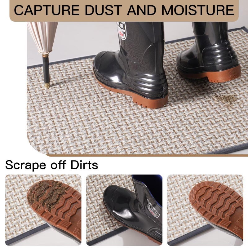 YDKGL Door Mat 17"x30",Door Mat Indoor Entrance Dirt Resistant and Absorbent Non-Slip Rubber Backing Front Door Mats Washable Low-Profile Indoor Mats for Entryway, Inside Entrance Easy Clean Gray - Image 3