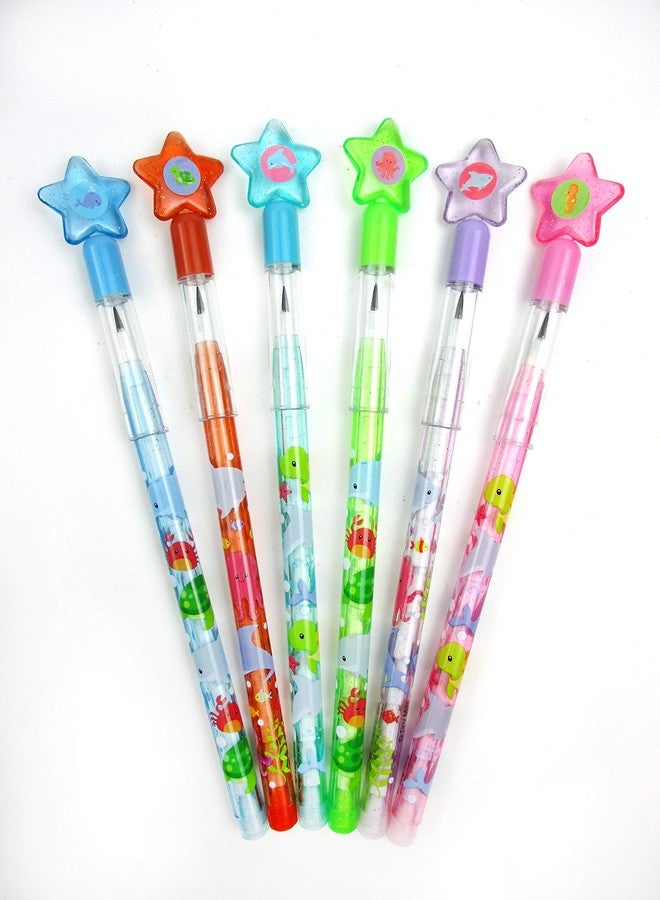 TINYMILLS 24 Pcs Sea Animals Ocean Life Turtles Multi Point Stackable Pencil with Eraser for Birthday Party Favor Prize Carnival Goodie Bag Stuffers Classroom Rewards - Image 2