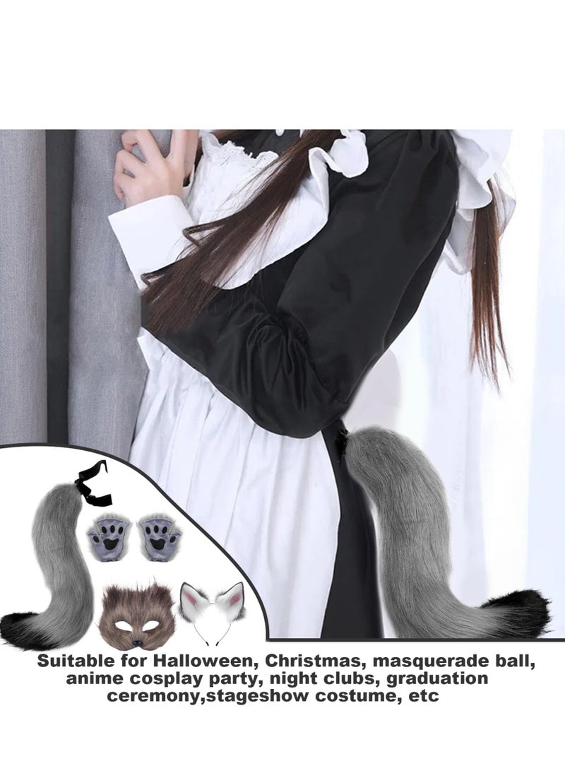 Therian Mask and Tail Set for Girls Cat Cosplay Ears Wolf - Image 5