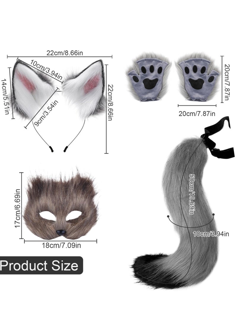 Therian Mask and Tail Set for Girls Cat Cosplay Ears Wolf - Image 3