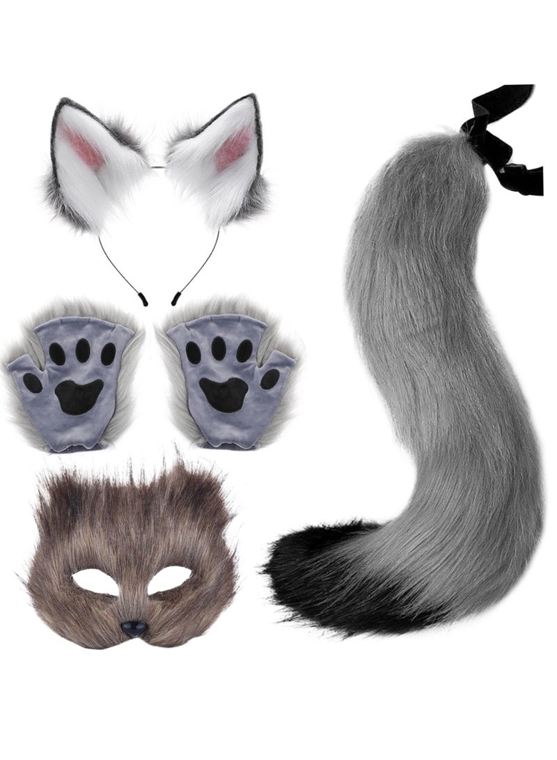 Therian Mask and Tail Set for Girls Cat Cosplay Ears Wolf - Image 1