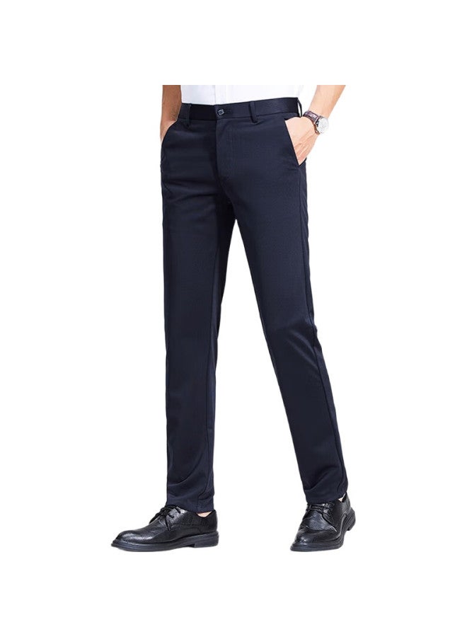 ROMON Casual Pants For Men, Business Casual Fashion Professional Suit Pants, Elastic Slim Fit Thick Trousers, Men'S Clothing, Black, Size 40 - Image 3