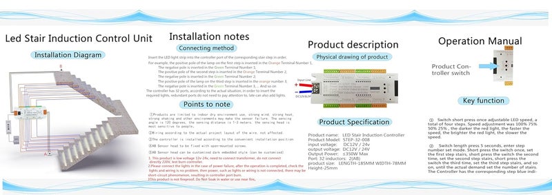protium 32CH LED Motion Sensor Controller for LED Staircase LED Strip Lighting (Adjustable Upto 32 Steps Without Power Supply and LED Strips) PR12-333R - Image 4